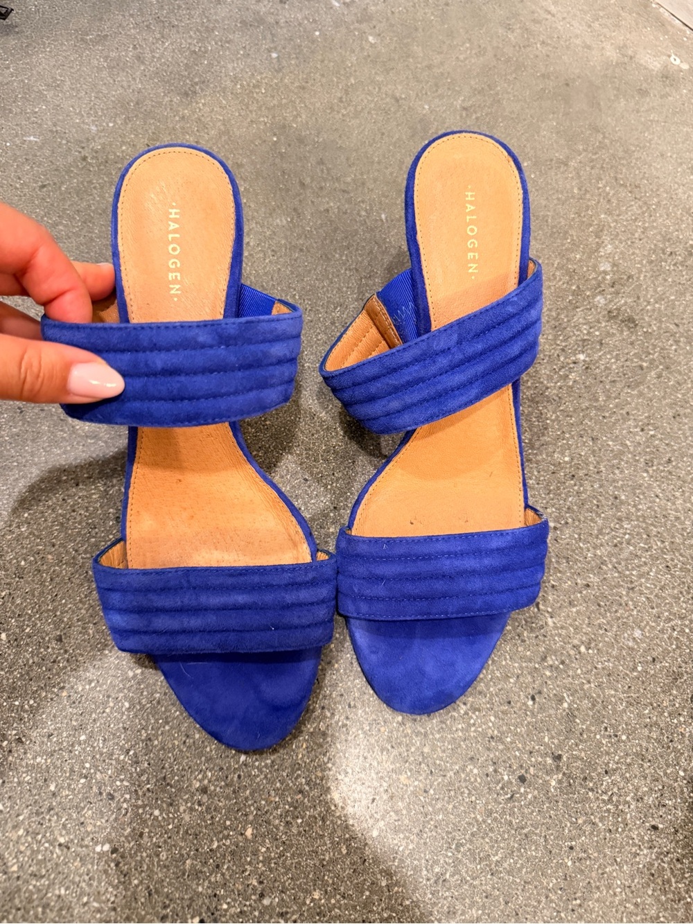 Halogen Cobalt Blue Quilted Double-Strap Slide Mules